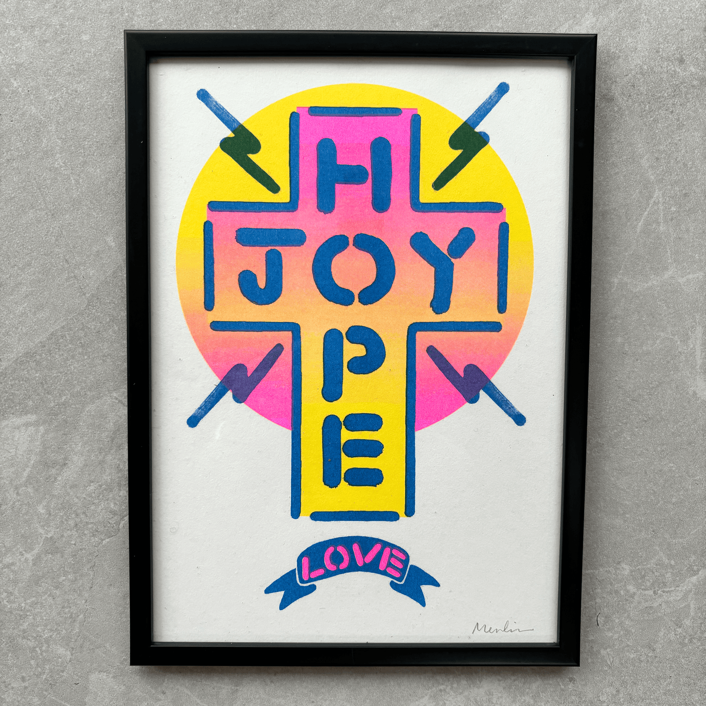 JOY HOPE LOVE Cross. BLUE - A4