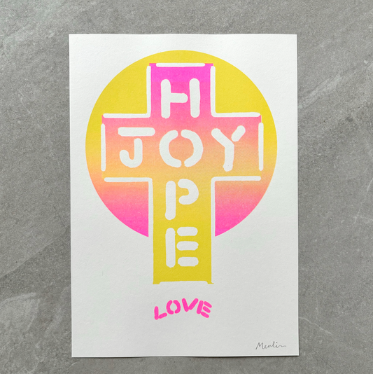 JOY HOPE LOVE Cross.  A4