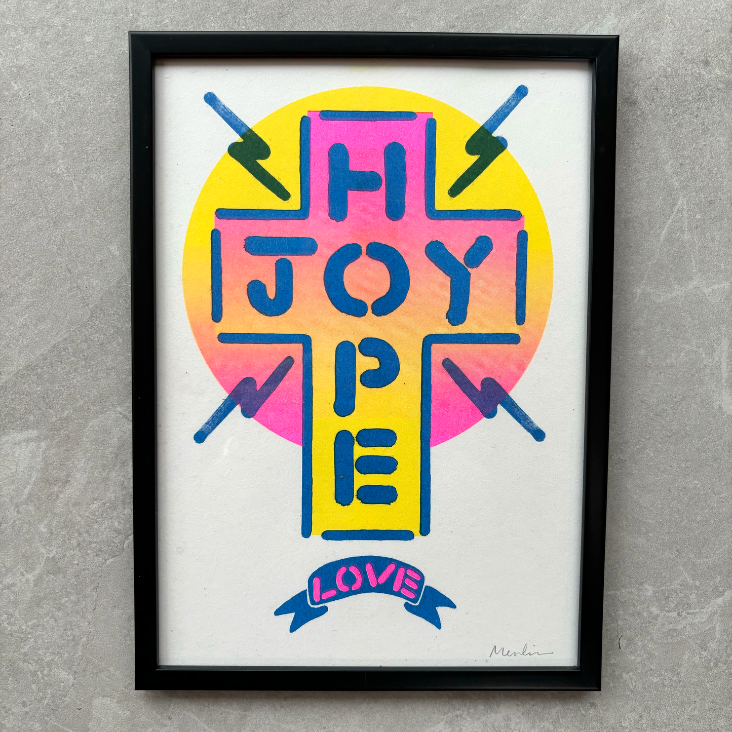 JOY HOPE LOVE Cross. BLUE - A4